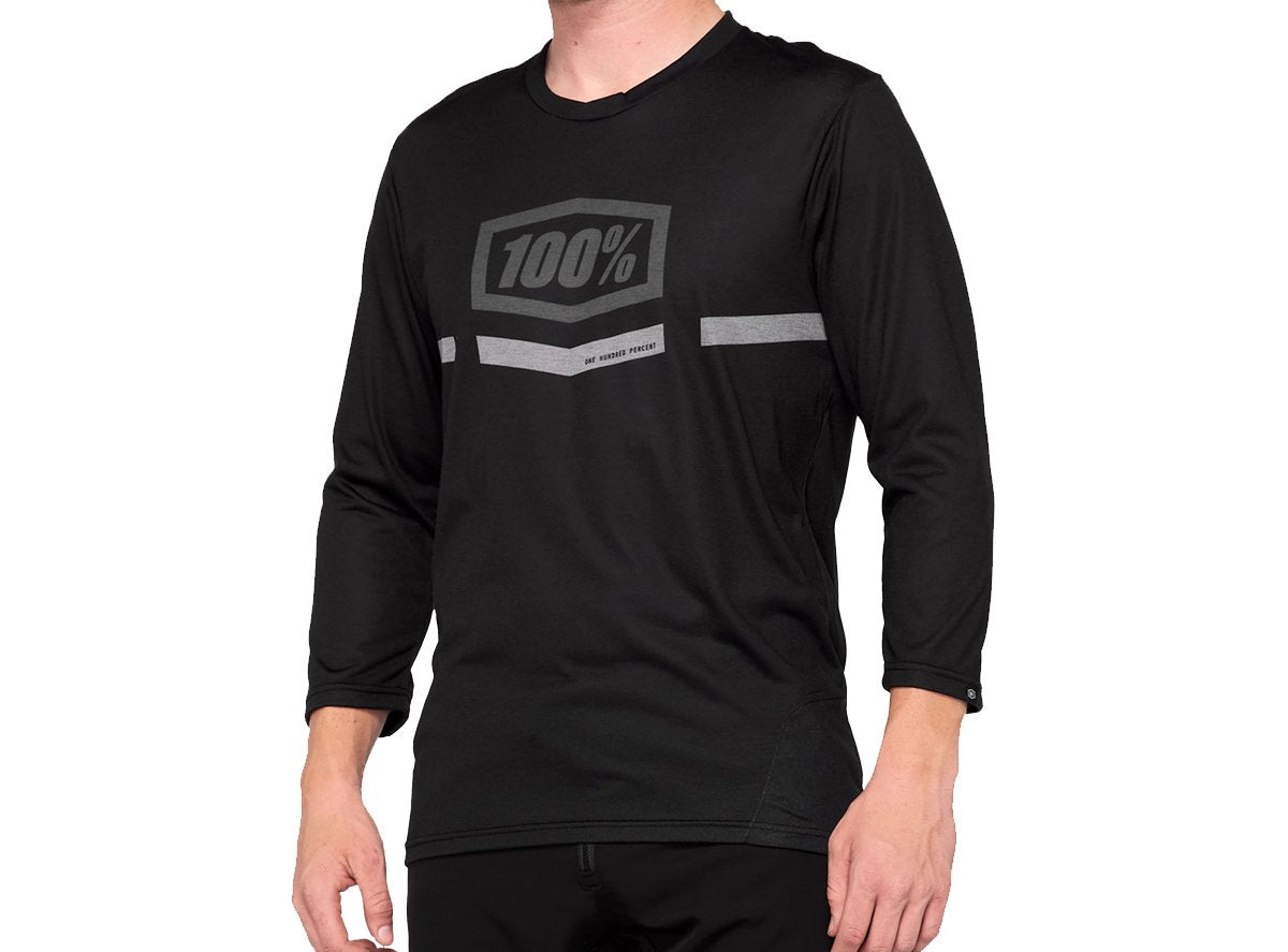 100% Airmatic 3/4 Sleeve MTB Jersey - Black - 2020 Black Small
