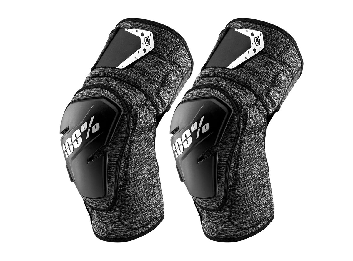 100% Fortis Knee Guard - Gray Heather-Black Gray Heather - Black Small/Medium