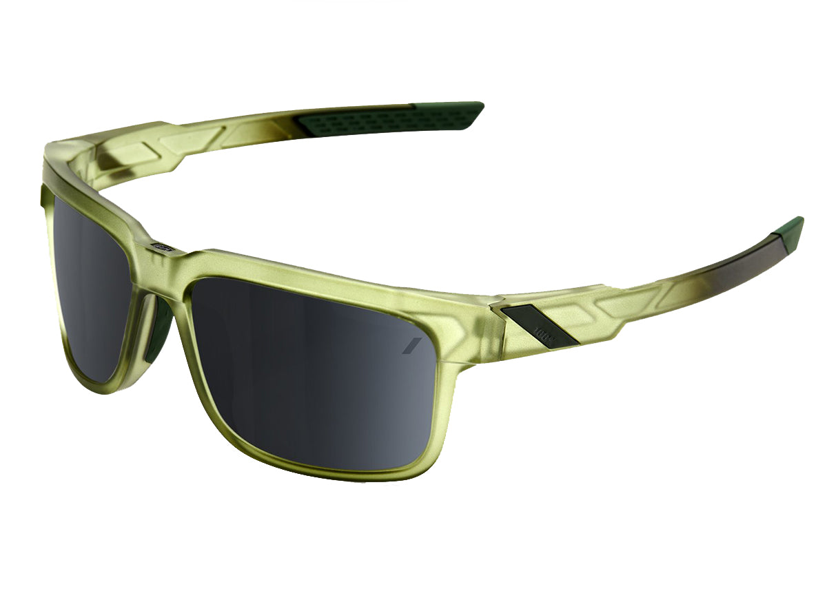 100% Type-S - Matte Translucent Olive Slate Performance Sunglasses - Black Mirror Lens Green