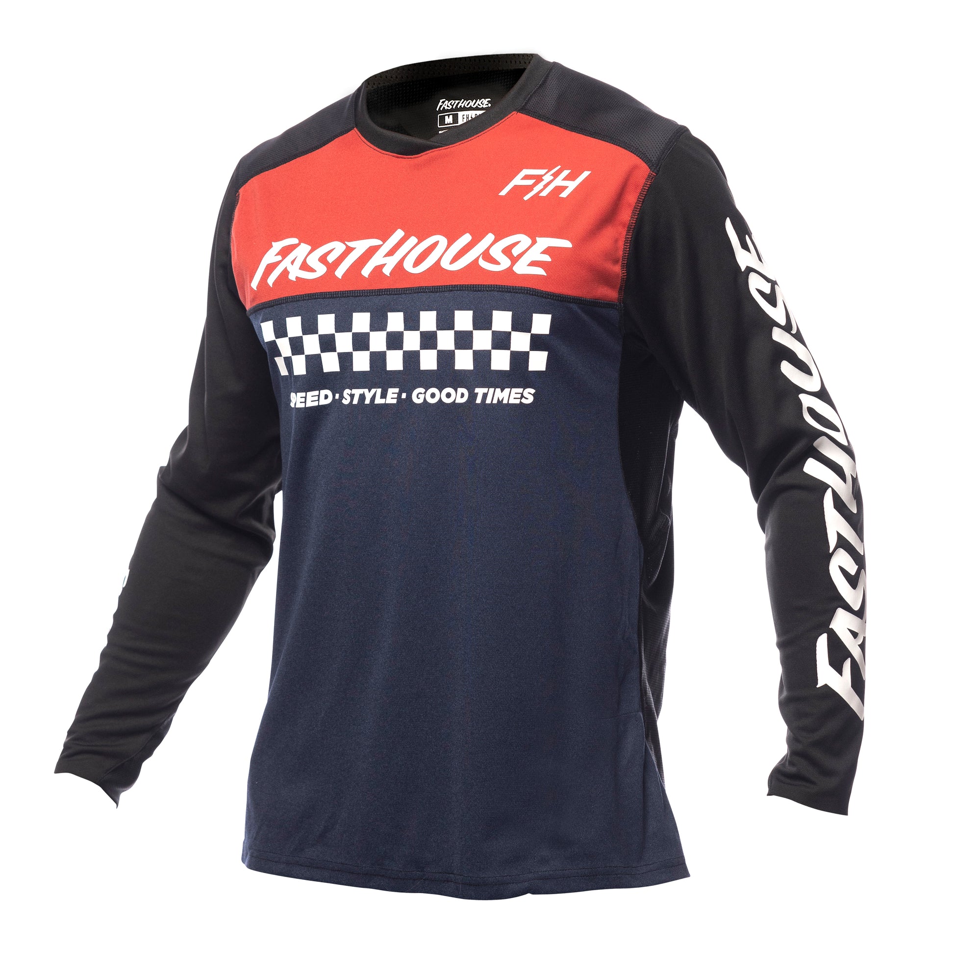 Fasthouse Alloy Mesa Long Sleeve MTB Jersey - Heather Red-Navy - 2022 Heather Red - Navy Small