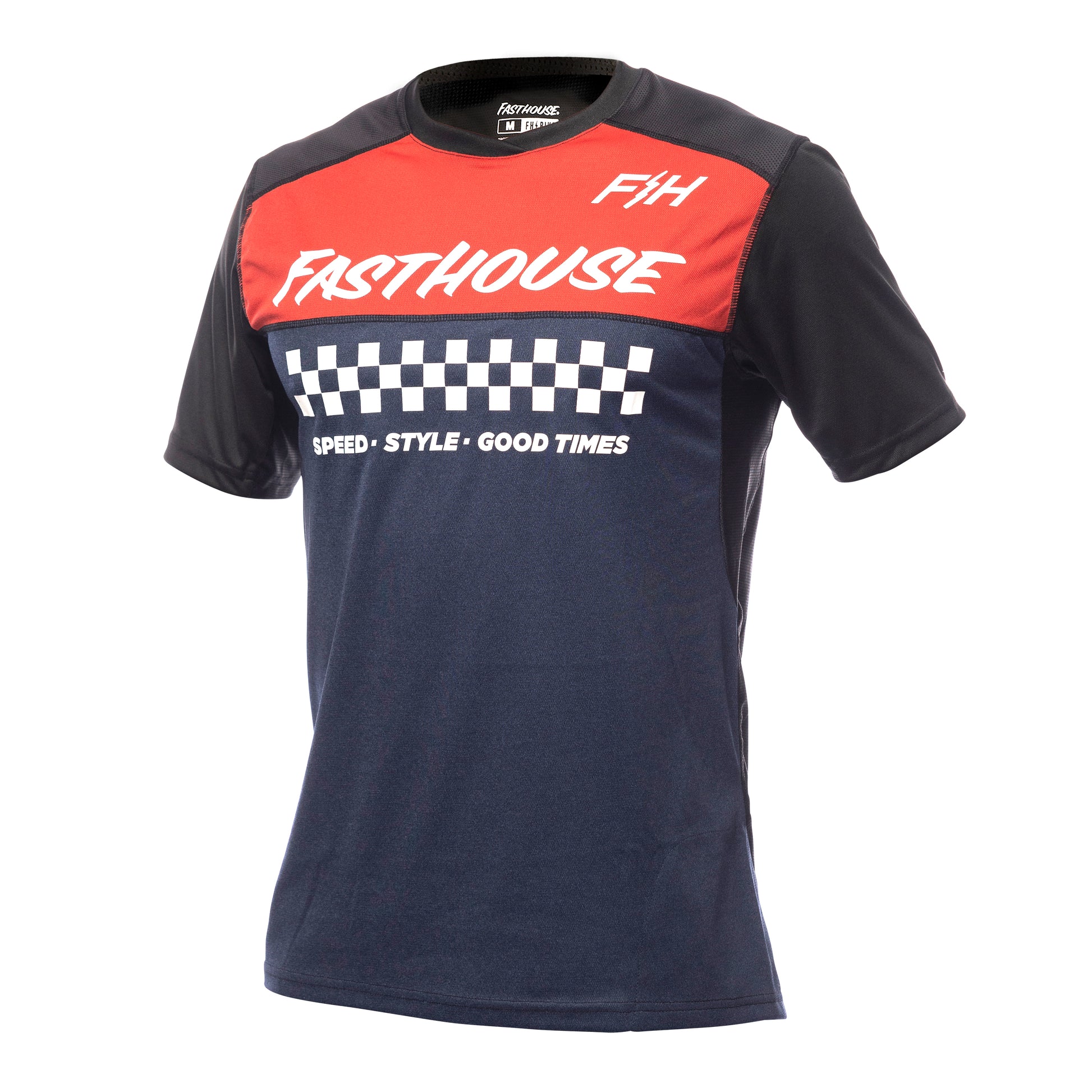 Fasthouse Alloy Mesa Short Sleeve MTB Jersey - Heather Red-Navy - 2022 Heather Red - Navy Small