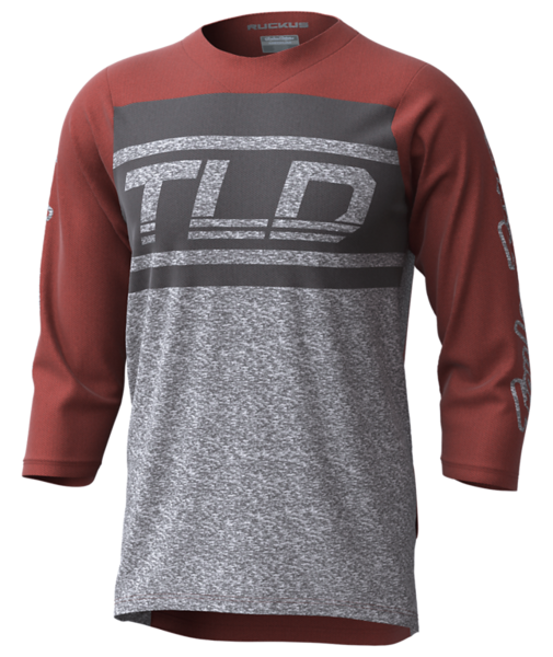 Troy Lee Designs Ruckus 3/4 Sleeve MTB Jersey - Bars - Red Clay-Gray Heather - 2022 Red Clay - Gray Heather Small