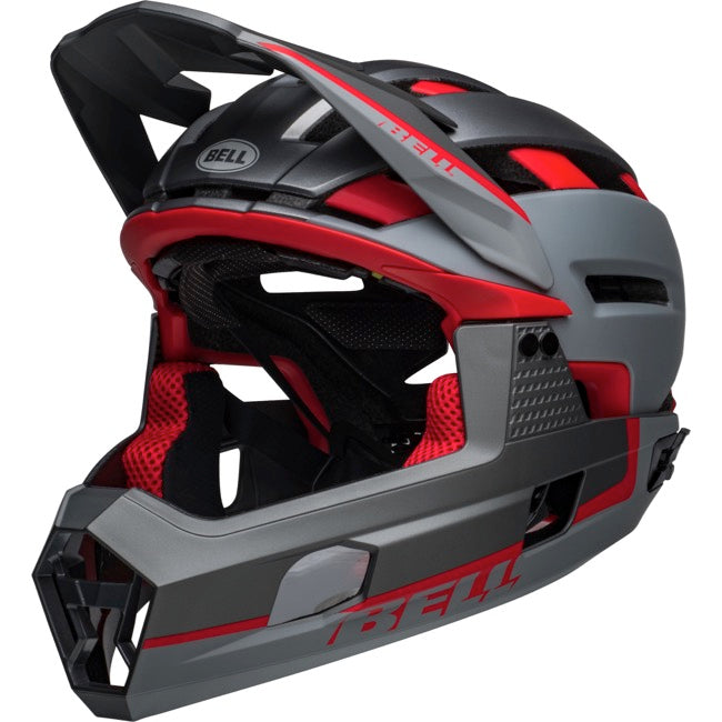 Bell Super Air R Spherical MIPS Full Face Helmet - Matt Gray-Red - 2022 Matt Gray - Red Small