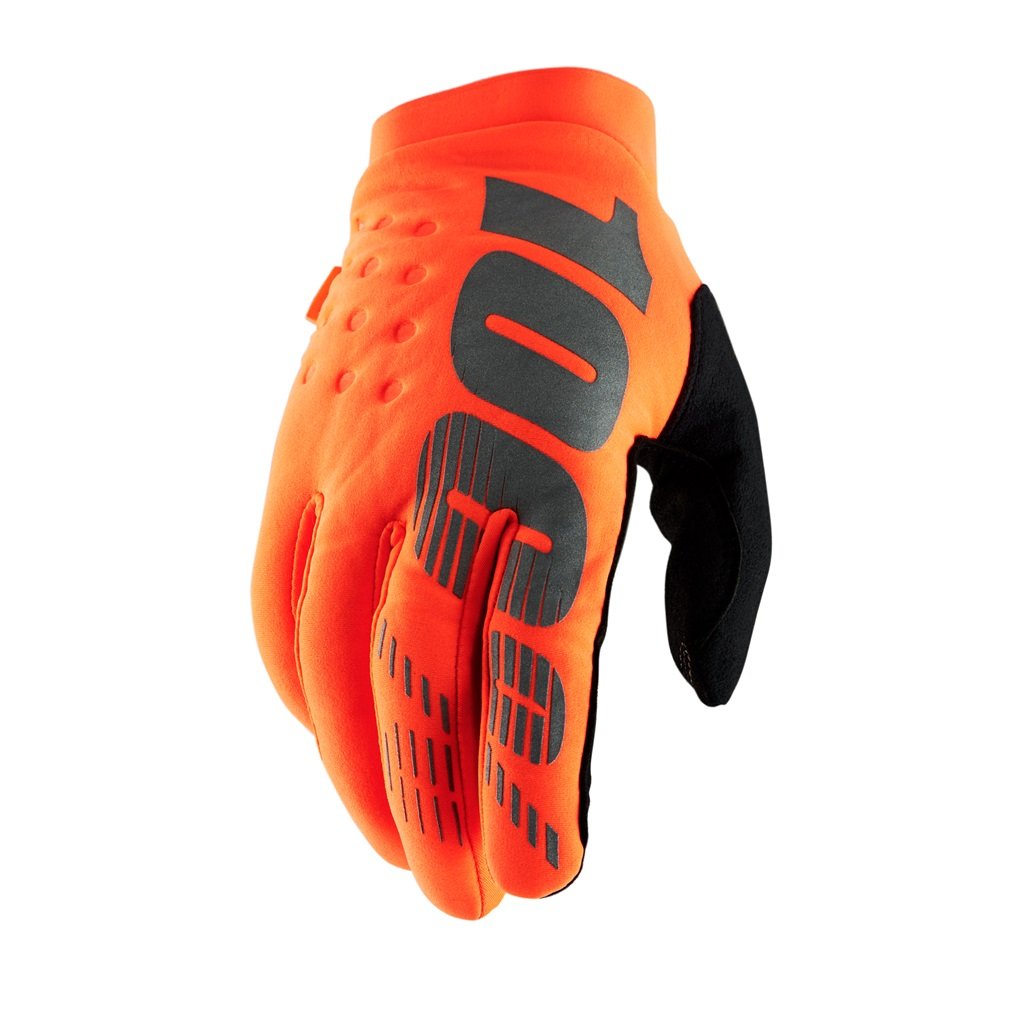100% Brisker Cold Weather MTB Glove - Fluo Orange-Black Fluo Orange - Black Small