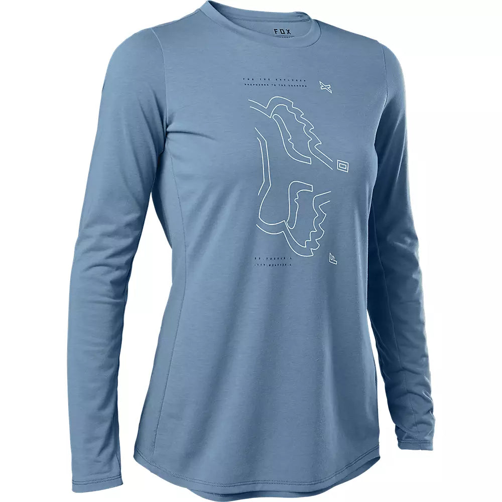 Fox Racing Ranger Dri Release Long Sleeve MTB Jersey - Womens - Dusty Blue - 2022 Dusty Blue X-Small