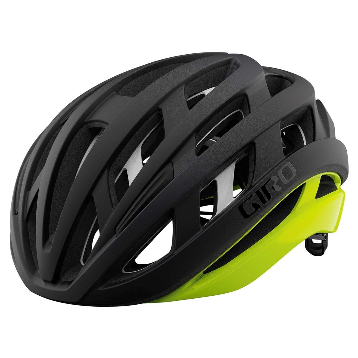 Giro Helios Spherical Road Helmet - Matt Black-Hi-Viz Yellow - 2021 Matt Black - Hi-Viz Yellow Small