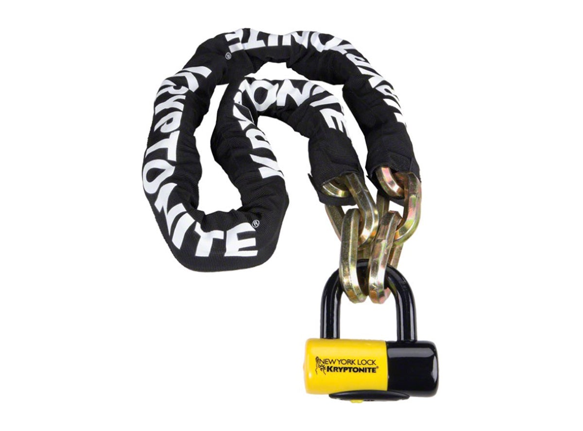 Kryptonite New York Fahgettaboudit 1415 Chain and Disc Lock - Black-Yellow Black - Yellow 5" with Key