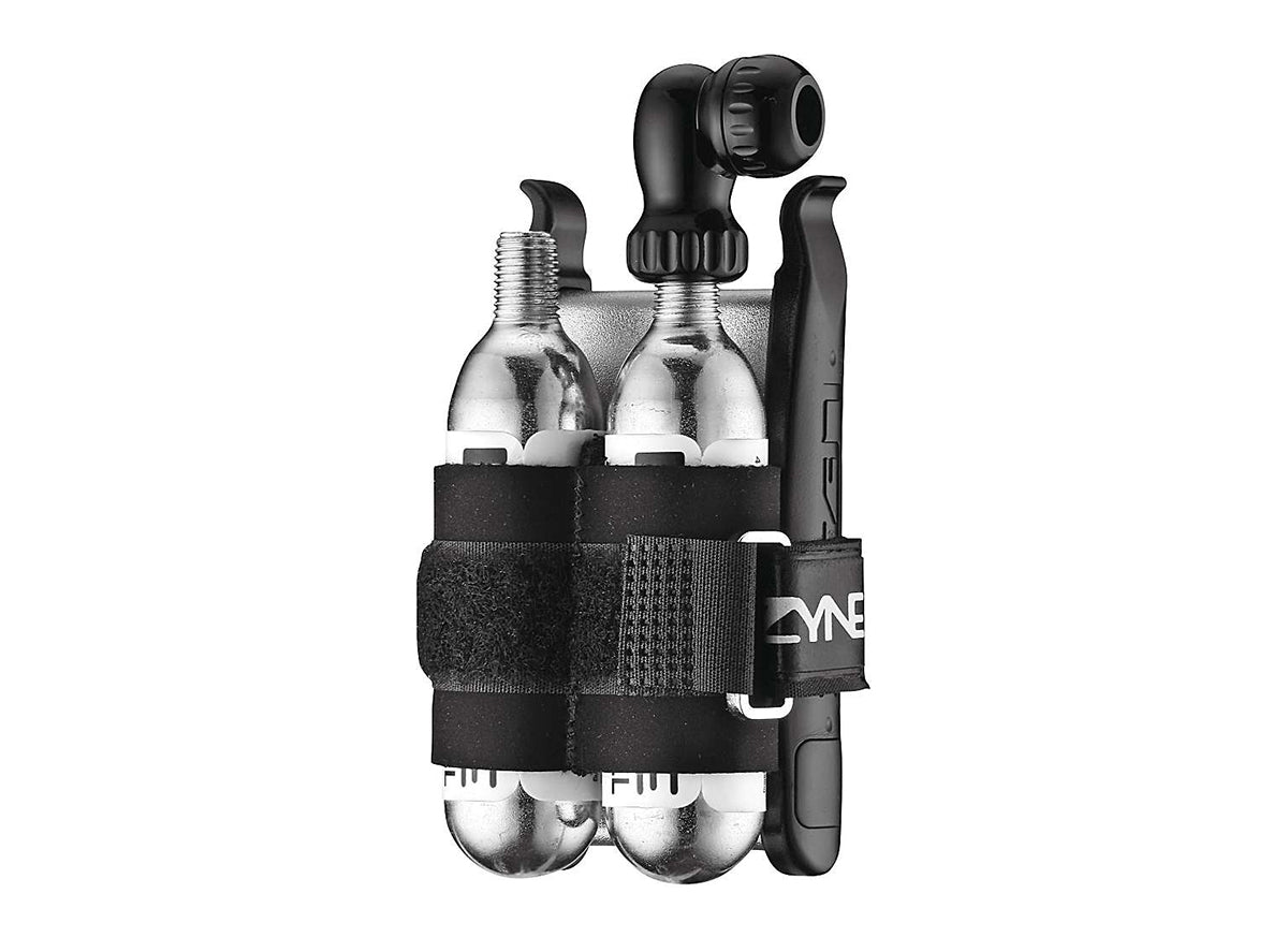 Lezyne Twin Kit CO2 Inflator - Inc 2x16g Cart-2 Levers-6 Patches-Scuffer Black - Silver 2x16g Cartriges - 2 Levers - 6 Patches - Scuffer