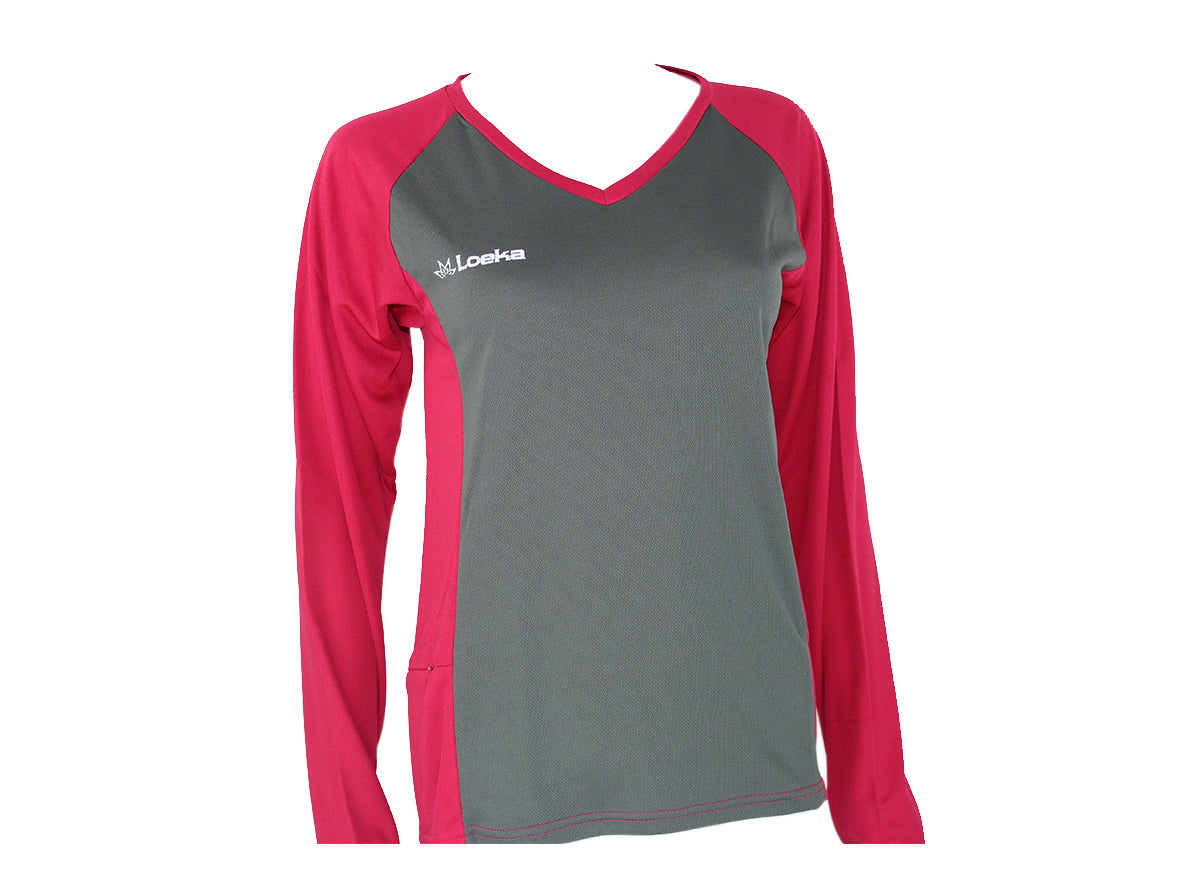 Loeka Kasista Long Sleeve Jersey - Persian Red-Gunmetal Persian Blue Medium