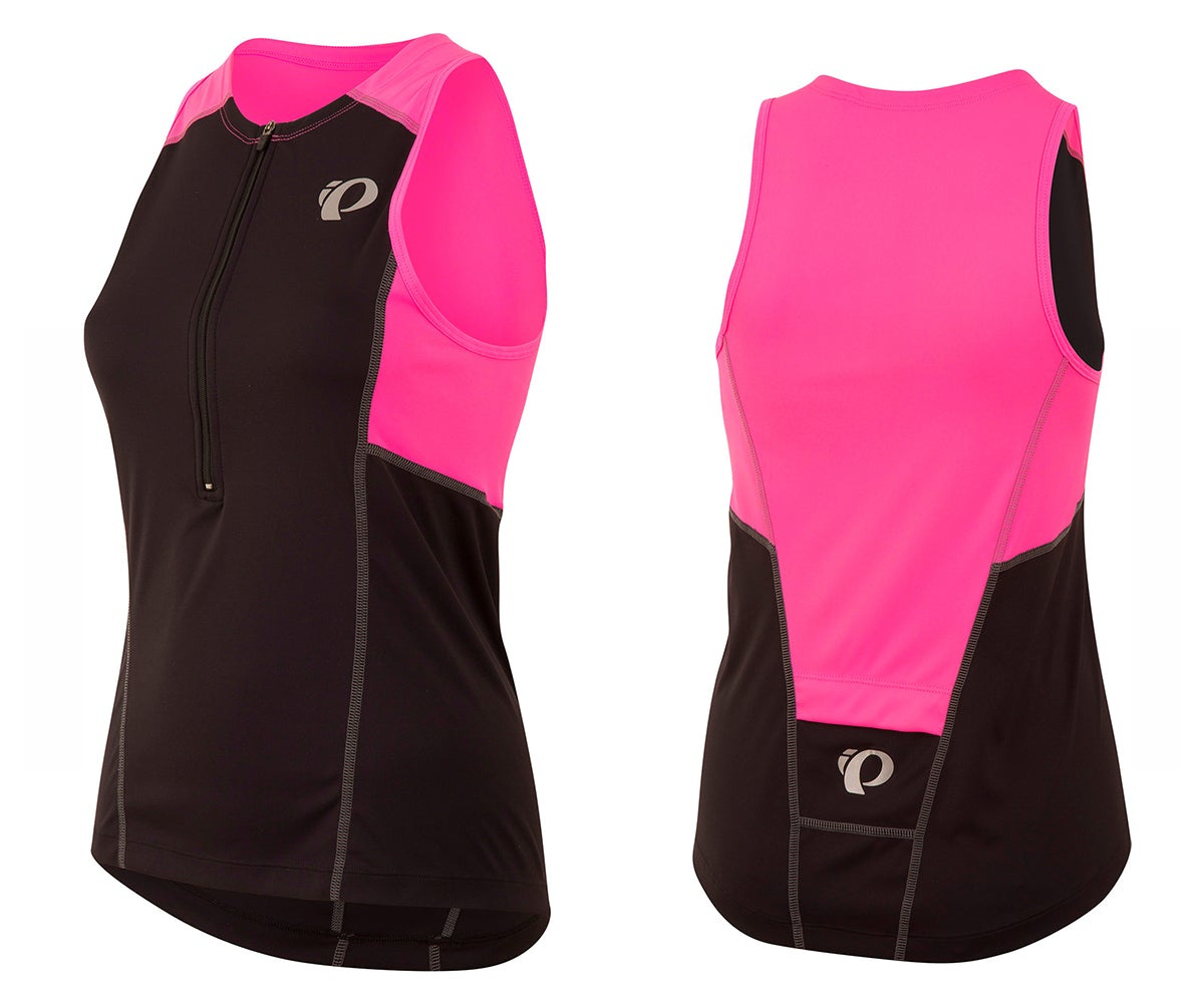 Pearl Izumi Select Pursuit Tri Sleeveless Jersey - Womens - Black-Screaming Pink Black - Screaming Pink Small