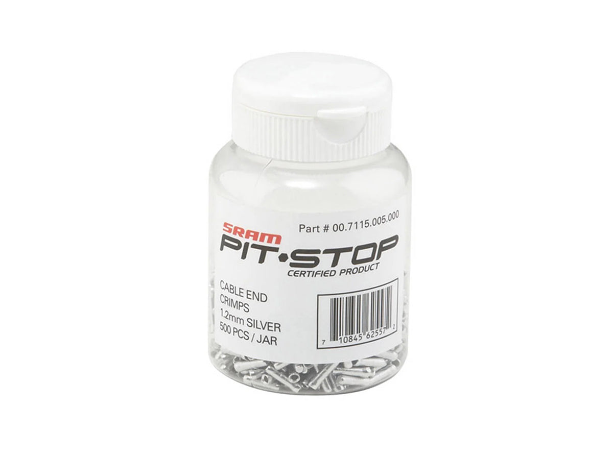 SRAM Cable End Crimps Silver 1.2mm - 500pc Bottle