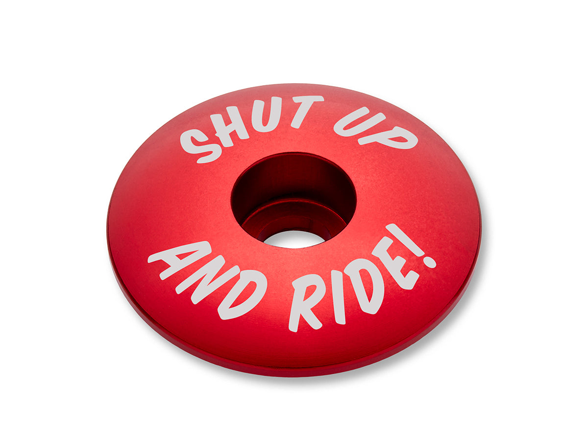CBO Shut Up and Ride! Stem Cap - Red Red Each