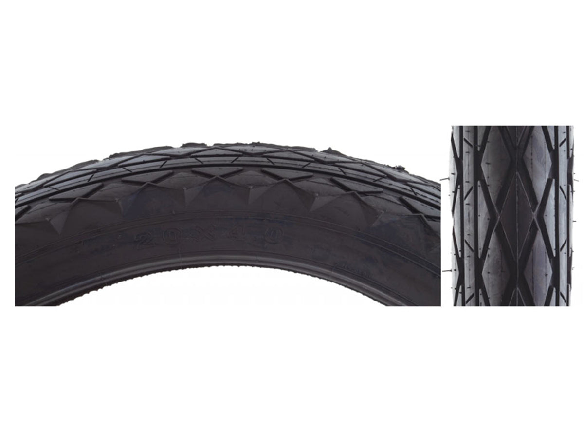 Sunlite SuperDan 20" Fat Cruiser Wire Tire Black 4.0"