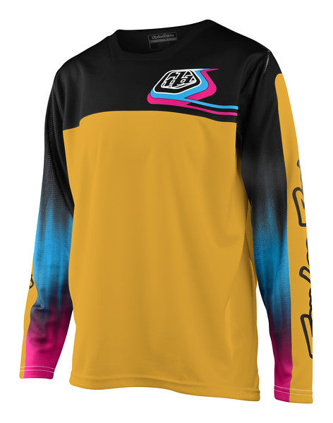 Troy Lee Designs Sprint Long Sleeve MTB Jersey - Youth - Jet Fuel - Golden - 2022 Golden X-Small