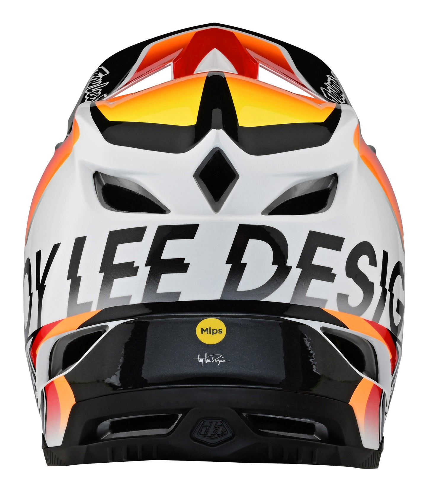 Troy Lee Designs D4 Composite Full Face Helmet with MIPS - Qualifier - White-Orange - 2023