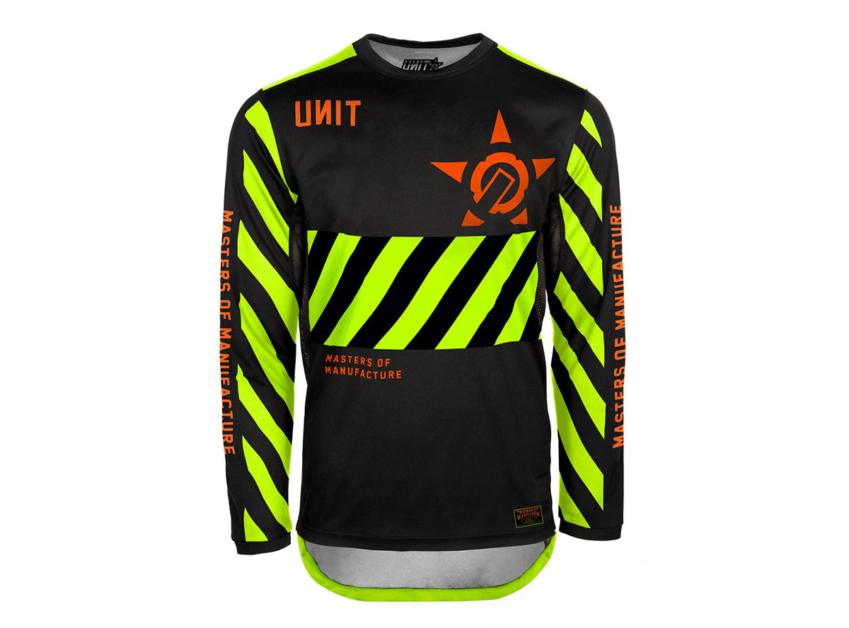 Unit Hazard Long Sleeve MX Jersey - Slim Fit - Black-Yellow - 2021 Black - Flo Yellow Medium