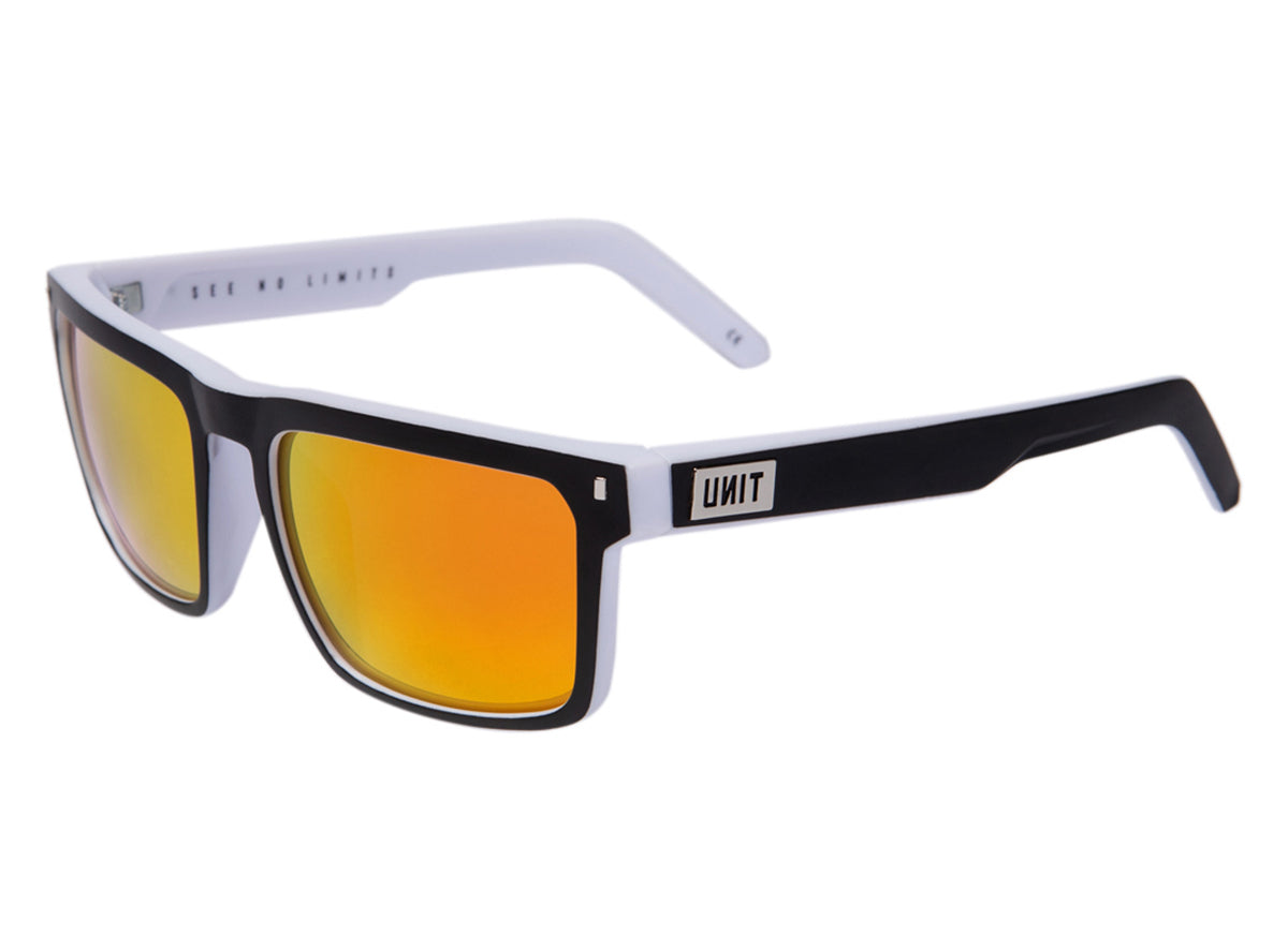 Unit Primer Polarised Sunglasses - Matt Black-White-Orange Mirror Matt Black - White - Orange Mirror Lens