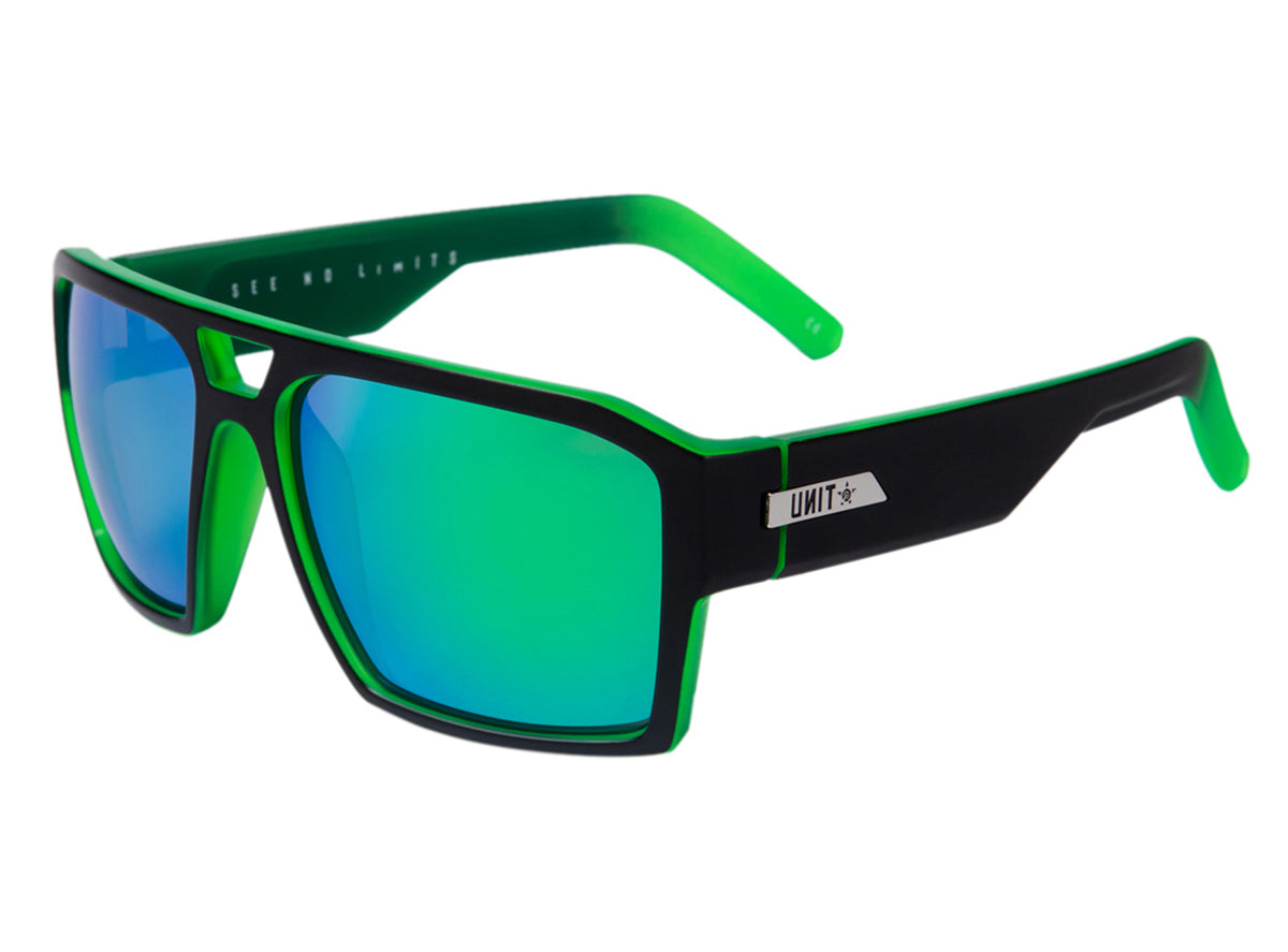 Unit Vault Polarised Sunglasses - Matt Black-Dip Green Matt Black - Dip Green - Green Mirror Lens