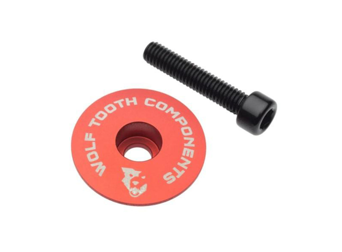 Wolf Tooth Components Ultralight Stem Cap & Bolt - 1.1/8" Red
