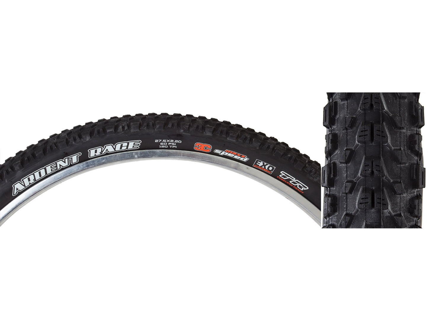 Maxxis Ardent Race 27.5" Folding MTB Tire - 3C MaxxSpeed - EXO Black 2.2" (3C)MaxxSpeed - (TR)Tubeless Ready - (EXO)EXO Sidewall