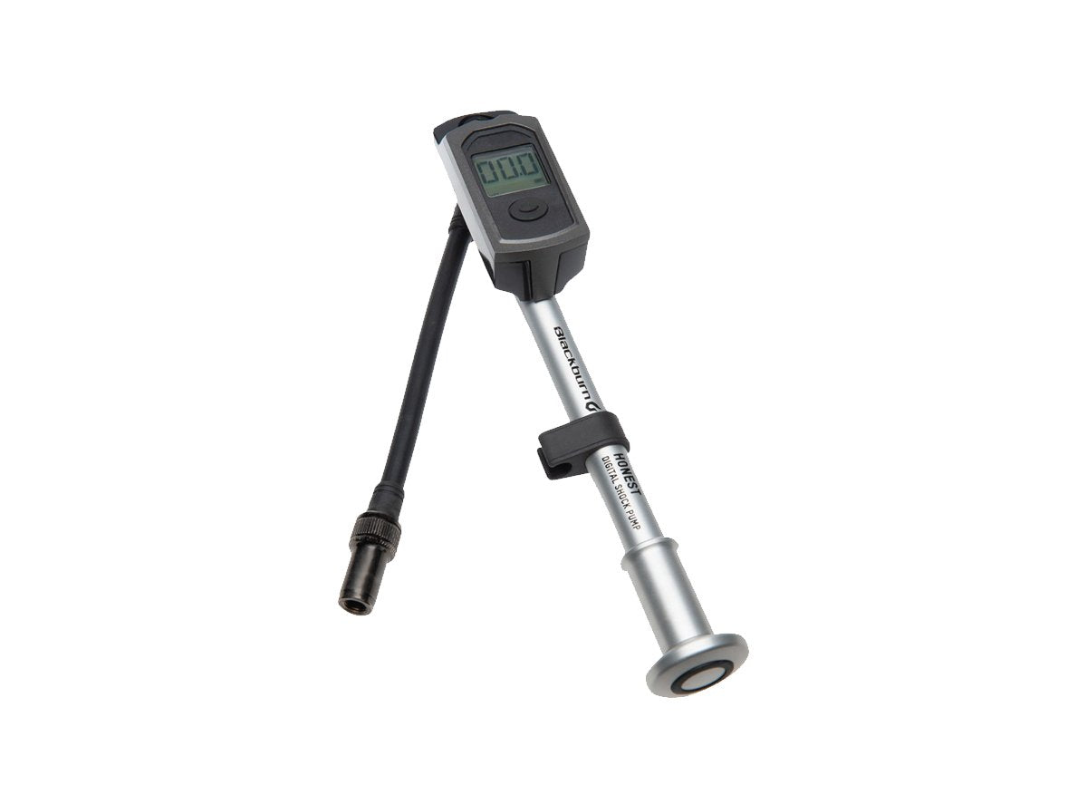 Blackburn Honest Digital Shock Pump - Silver-Black Silver - Black Zero Leak Valve - Rated to 350 PSI/24 BAR Max