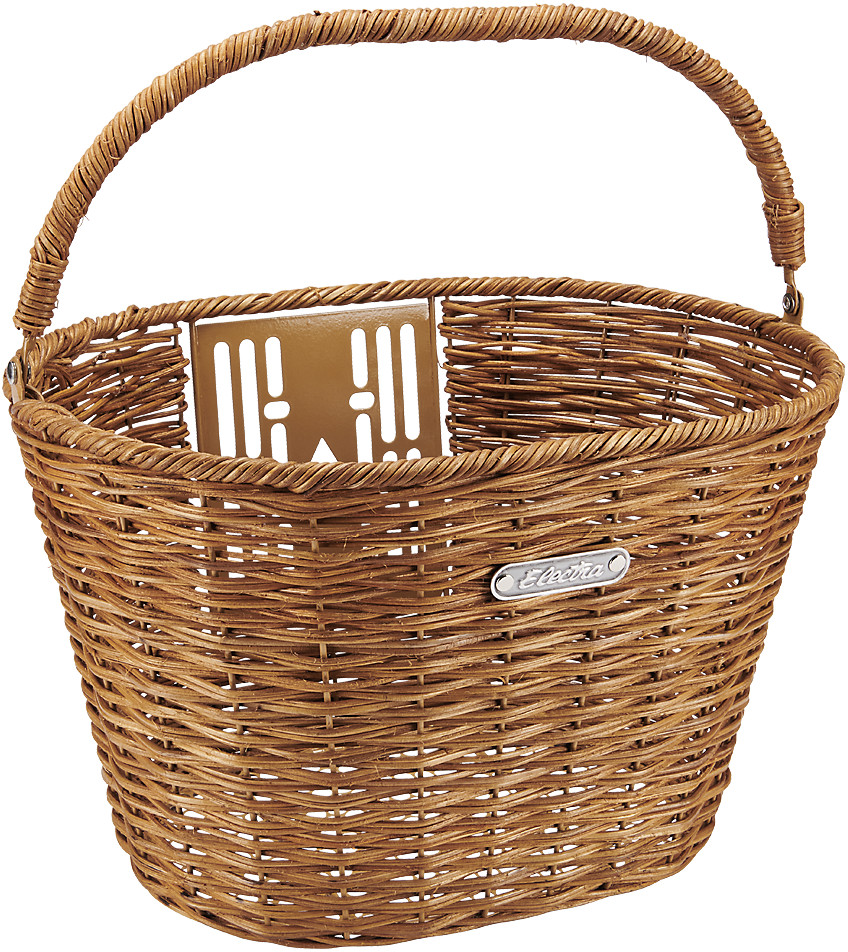 Electra Rattan Front QR Basket - with Handle - Natural Natural