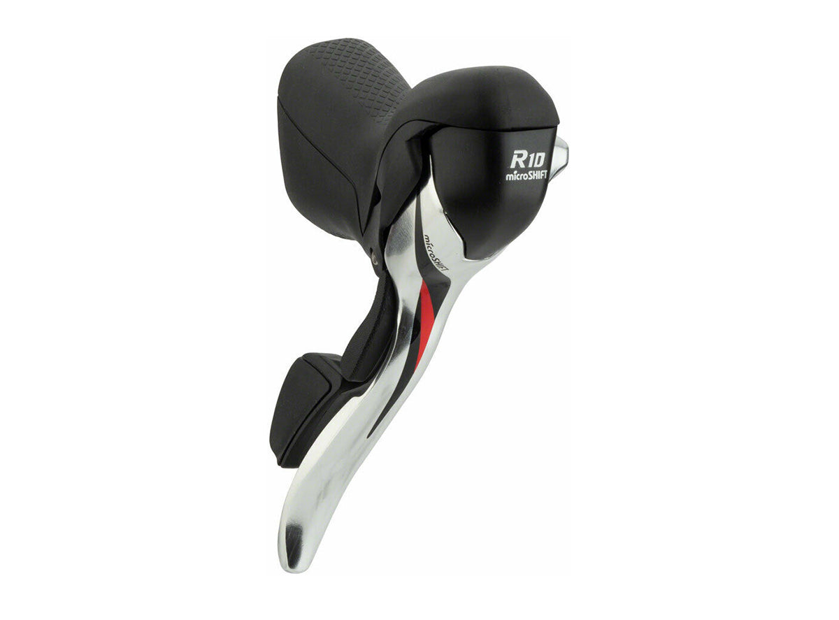microSHIFT R10 Shift Levers Silver - Black Left Hand - 2 Speed