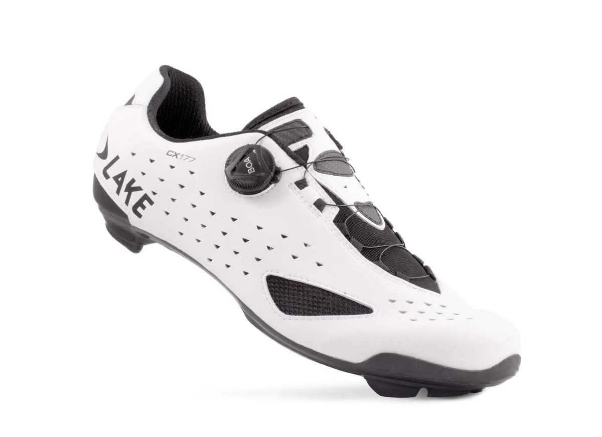 Lake CX177 Road Shoe - Wide - White-Black