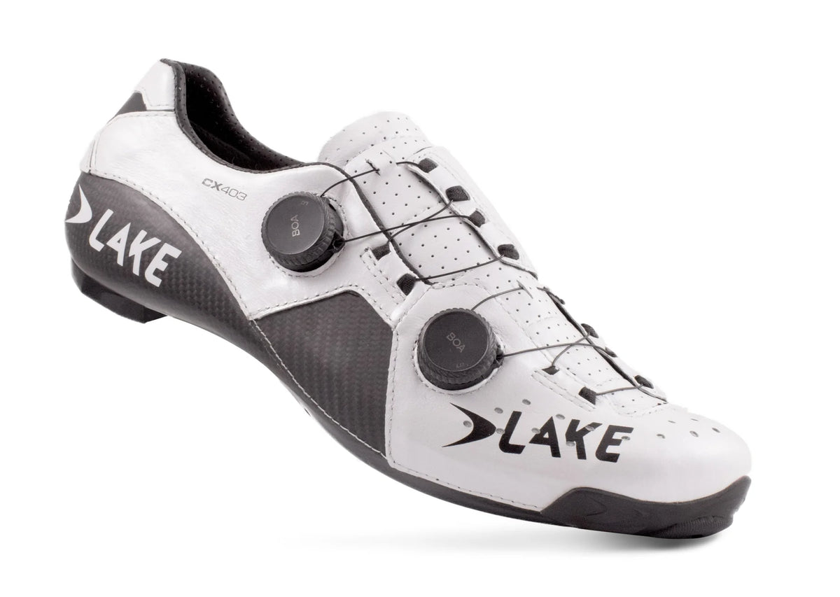 Lake CX403 Road Shoe - Wide - White-Black