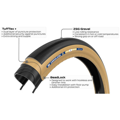 Panaracer Gravelking+ 700c Folding Gravel Tire - Black-Brown