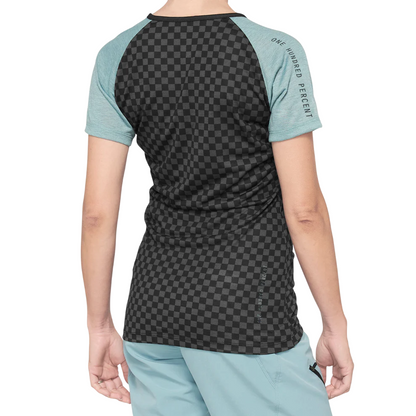 100% Airmatic Short Sleeve MTB Jersey - Womens - Seafoam-Checkers