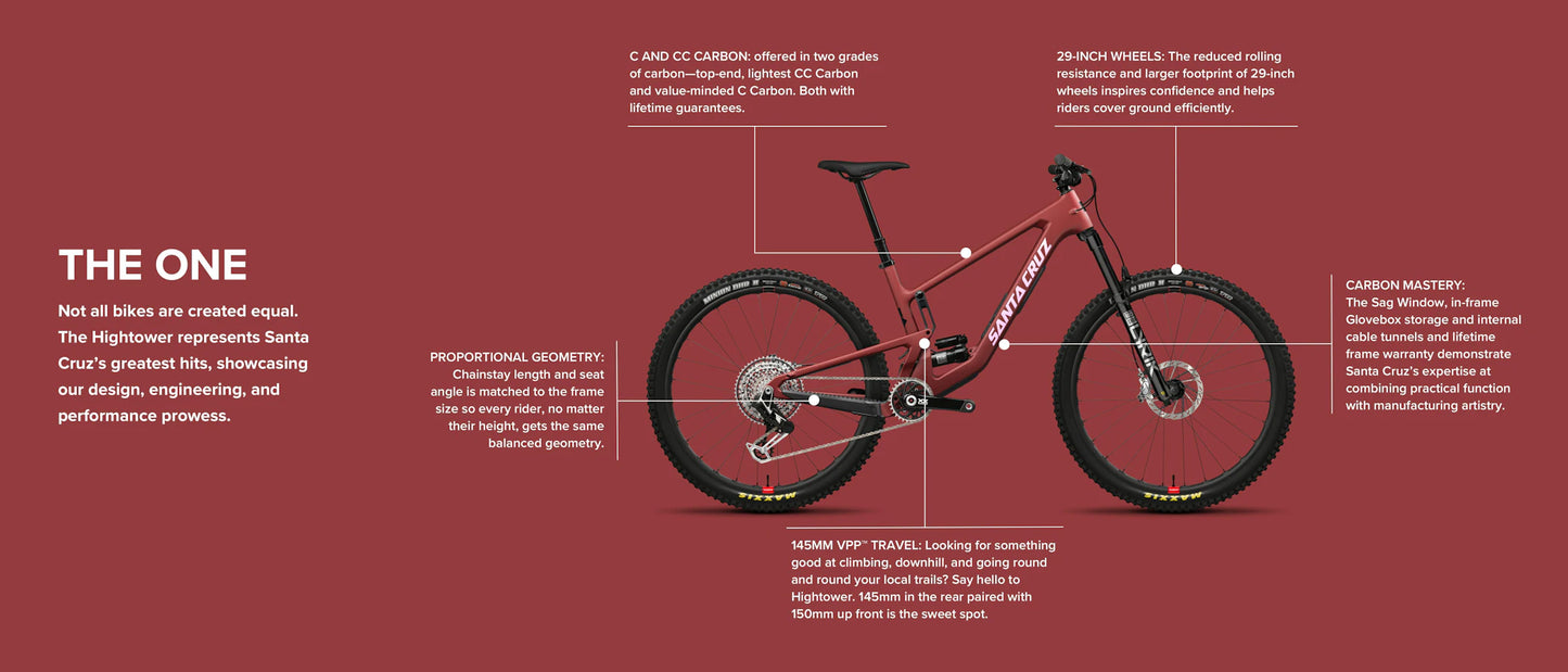 Santa Cruz Hightower Carbon 29 - S Kit - Matt Cardinal Red - 2024