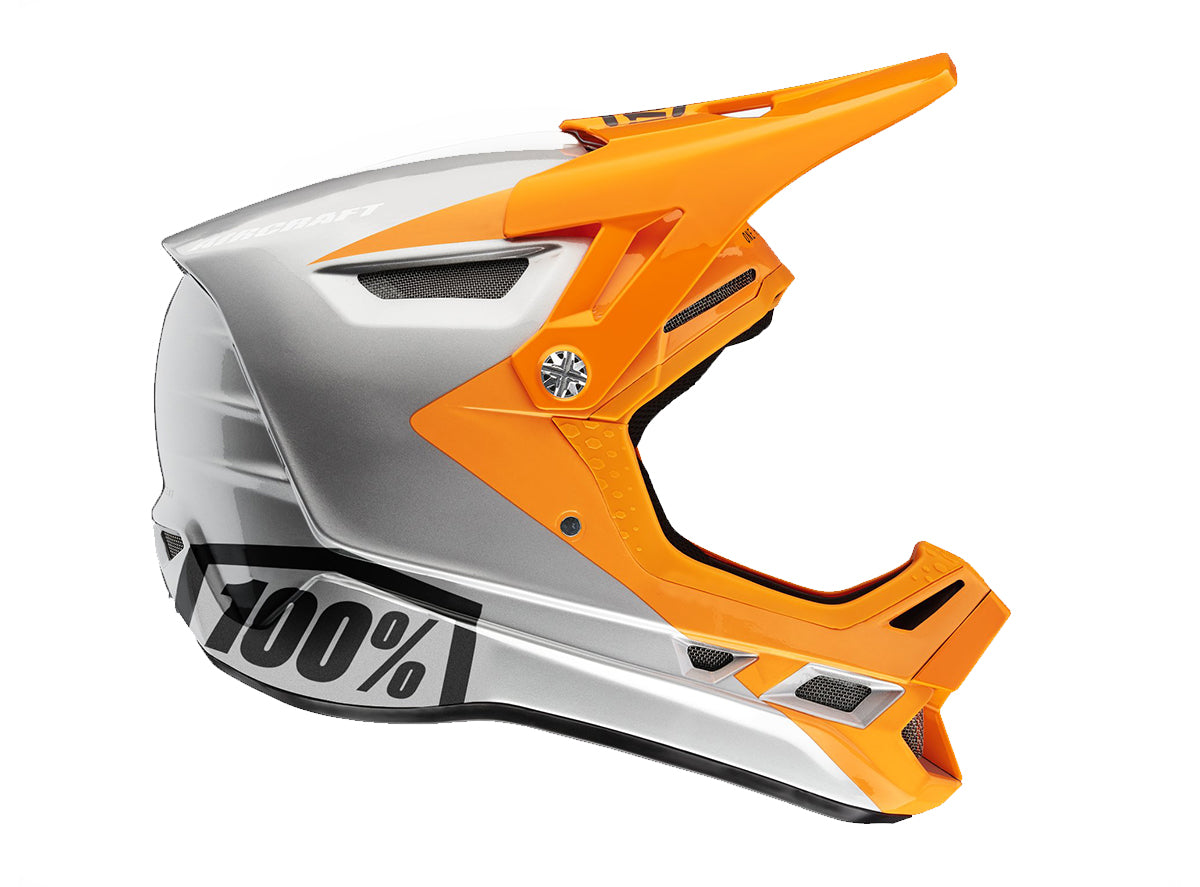 100% Aircraft Composite Full Face Helmet - Ibiza Silver - Orange X-Small 