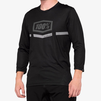 100% Airmatic 3/4 Sleeve MTB Jersey - Black - 2022 Black Small 