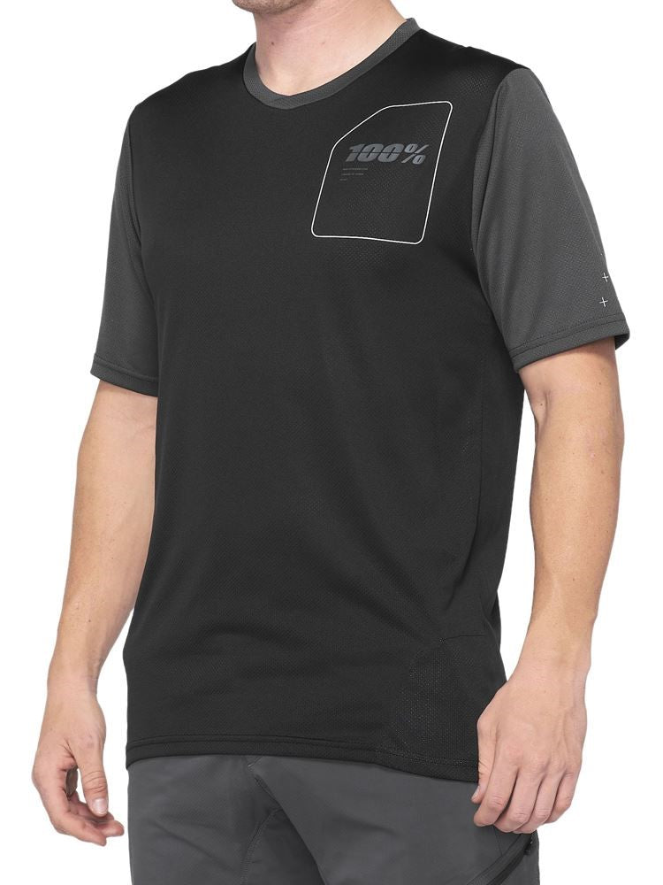 100% Ridecamp Short Sleeve MTB Jersey - Black-Charcoal - 2022 Black - Charcoal Small 