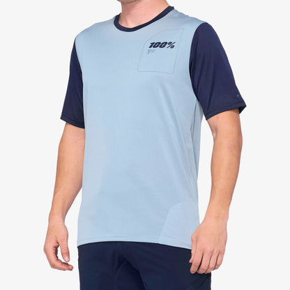 100% Ridecamp Short Sleeve MTB Jersey - Blue-Navy - 2022 Blue - Navy Small 
