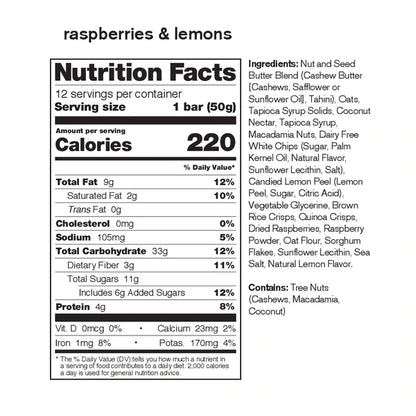 Skratch Labs Anytime Energy Bar - Raspberries & Lemons