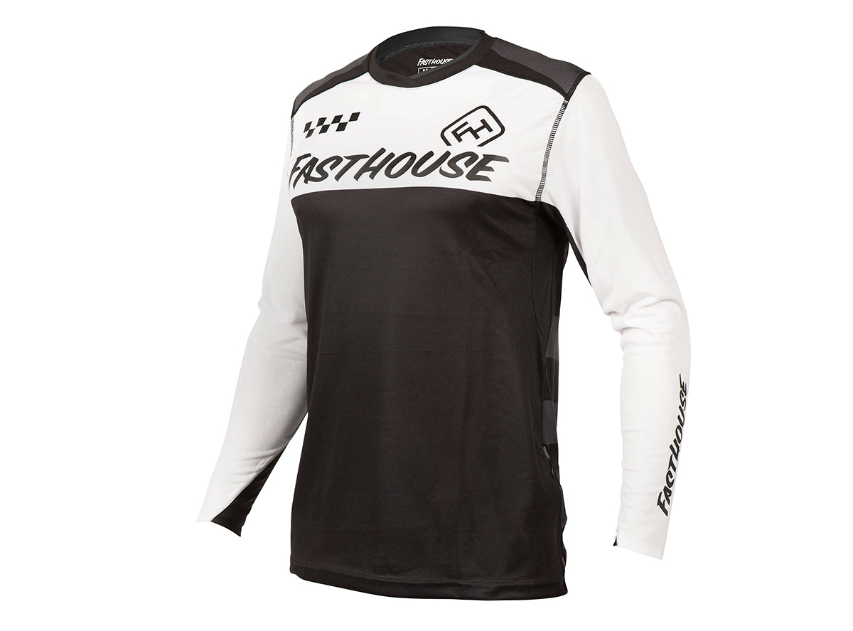 Fasthouse Alloy Block Long Sleeve MTB Jersey - White-Black White - Black Small 