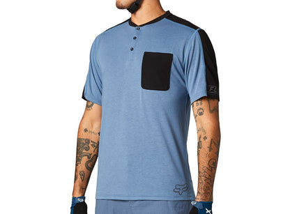 Fox Racing Ranger DR Short Sleeve Henley - Matt Blue - 2021 Matt Blue Small 