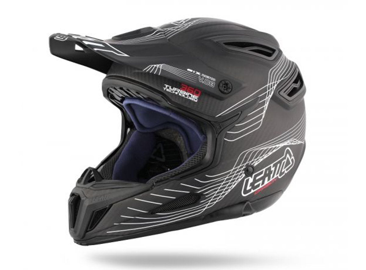 Leatt DBX 6.0 Carbon V08 Full Face Helmet - Carbon-White-Red Carbon - White - Red 2X-Large 