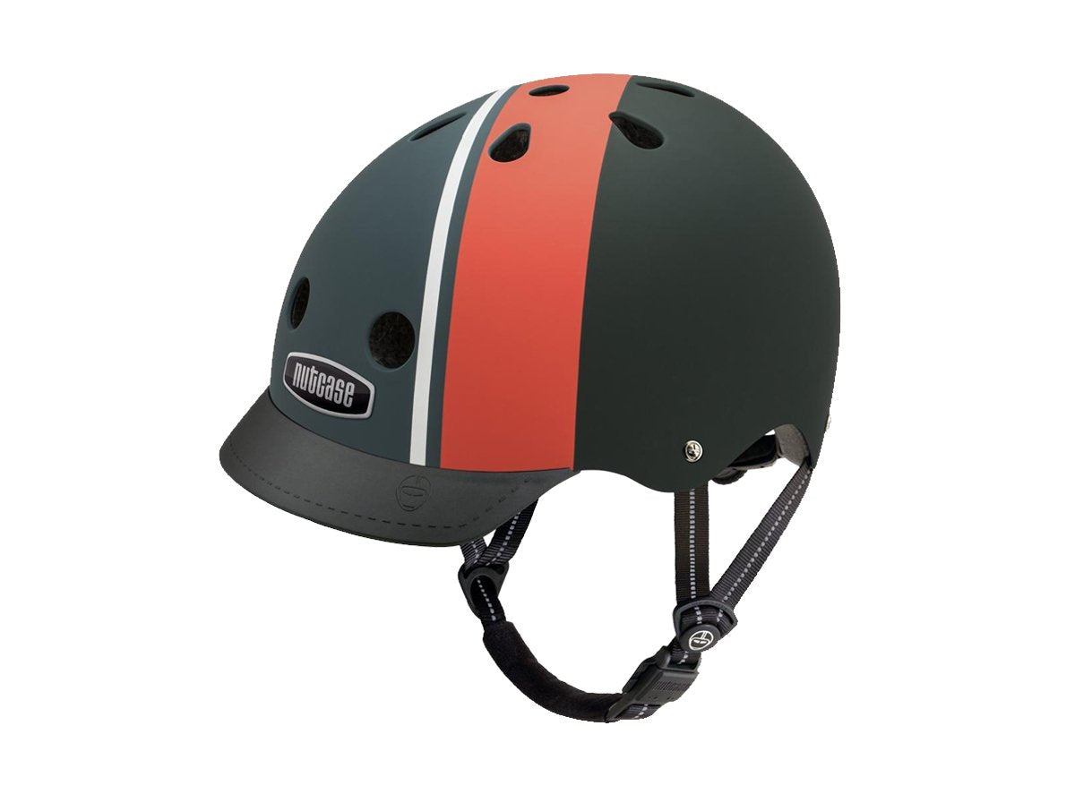 Nutcase Element Stripe Matt Street Urban Helmet - Matt Black-Red Matt Black - Red Small 