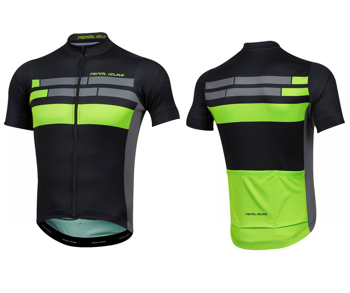 Pearl Izumi Elite Escape Graphic Short Sleeve Road Jersey - Black-Screaming Green Segment Black - Screaming Green Segment Small 