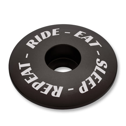 CBO Ride-Eat-Sleep-Repeat Stem Cap - Black Black Each 