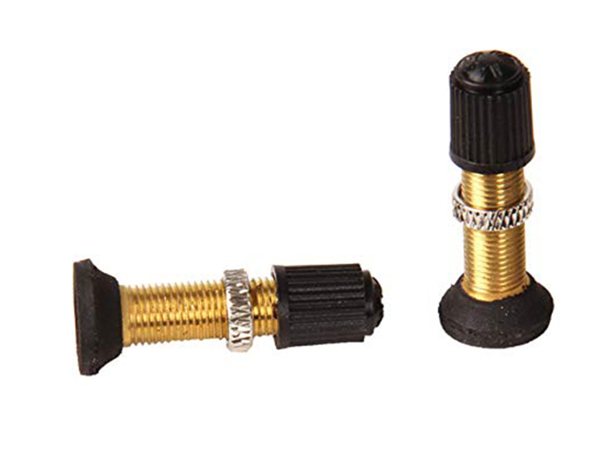 Stans No Tubes Hugo Schrader Valves -  Pair Silver - Black Pair - 32mm 