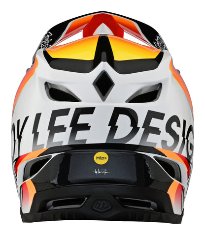 Troy Lee Designs D4 Composite Full Face Helmet with MIPS - Qualifier - White-Orange - 2023