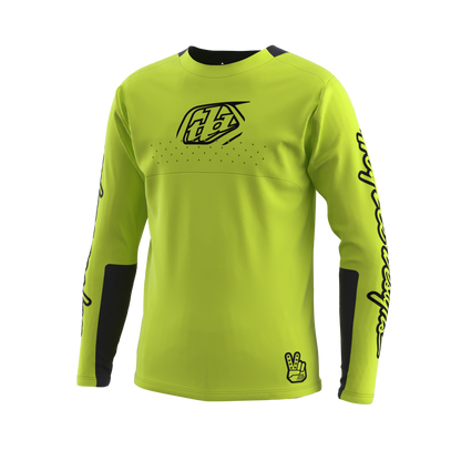 Troy Lee Designs Sprint Long Sleeve MTB Jersey - Icon - Youth - Flo Yellow - 2023