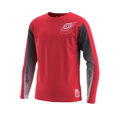 Troy Lee Designs Sprint Long Sleeve MTB Jersey - Richter - Youth - Race Red - 2023