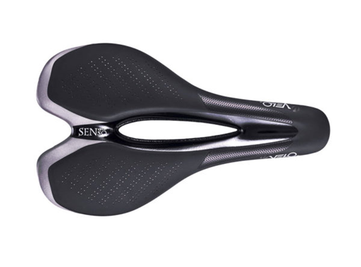 Velo Senso TT Saddle - 148mm - Black-Silver Black - Silver Carbon Rail 