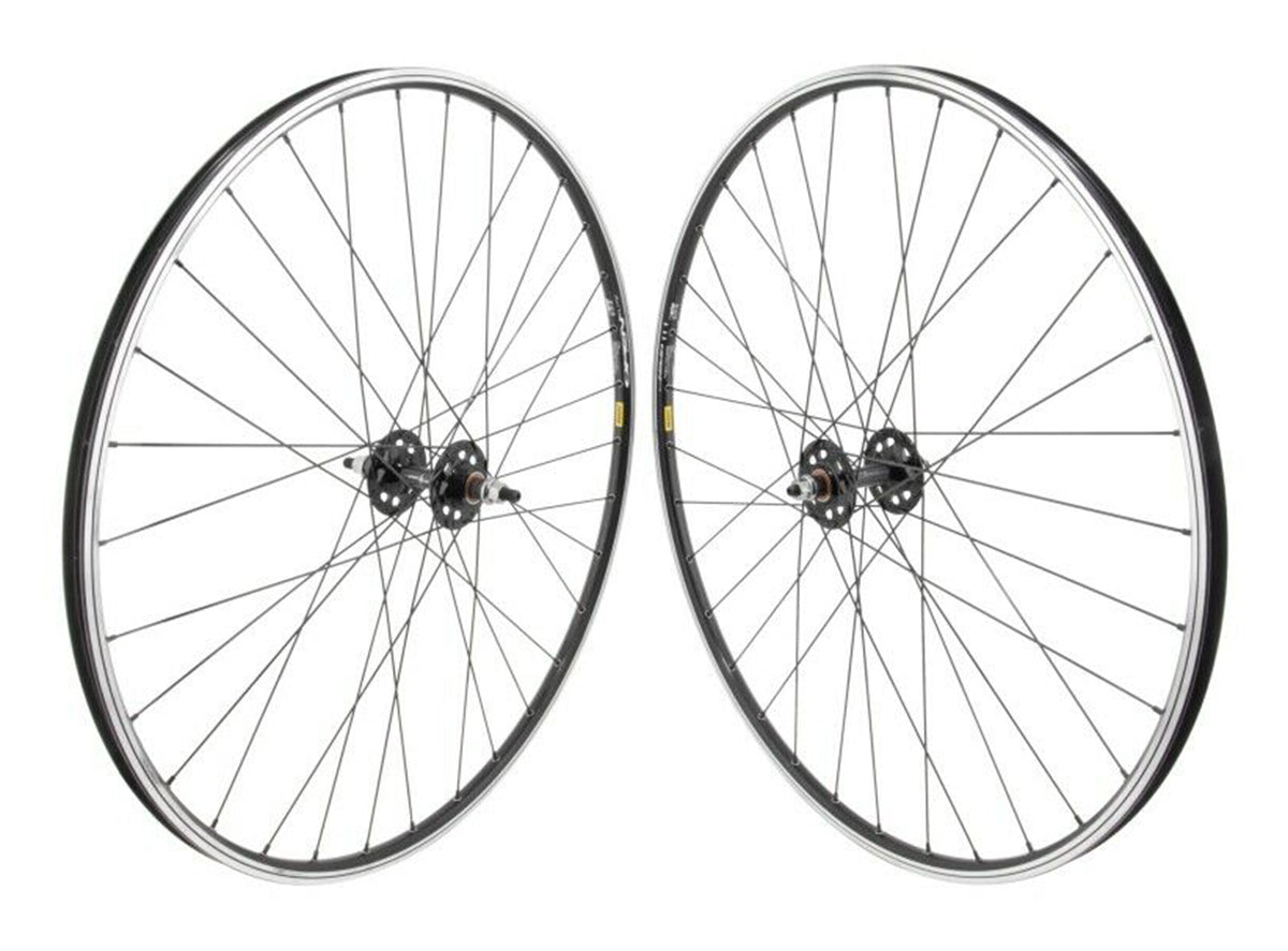 Wheelmaster Mavic Open Elite 700c Single Speed Track Bike Wheelset - Black Black 32h - Bolt on 9mmF/10mmR - DT2.0 Black 