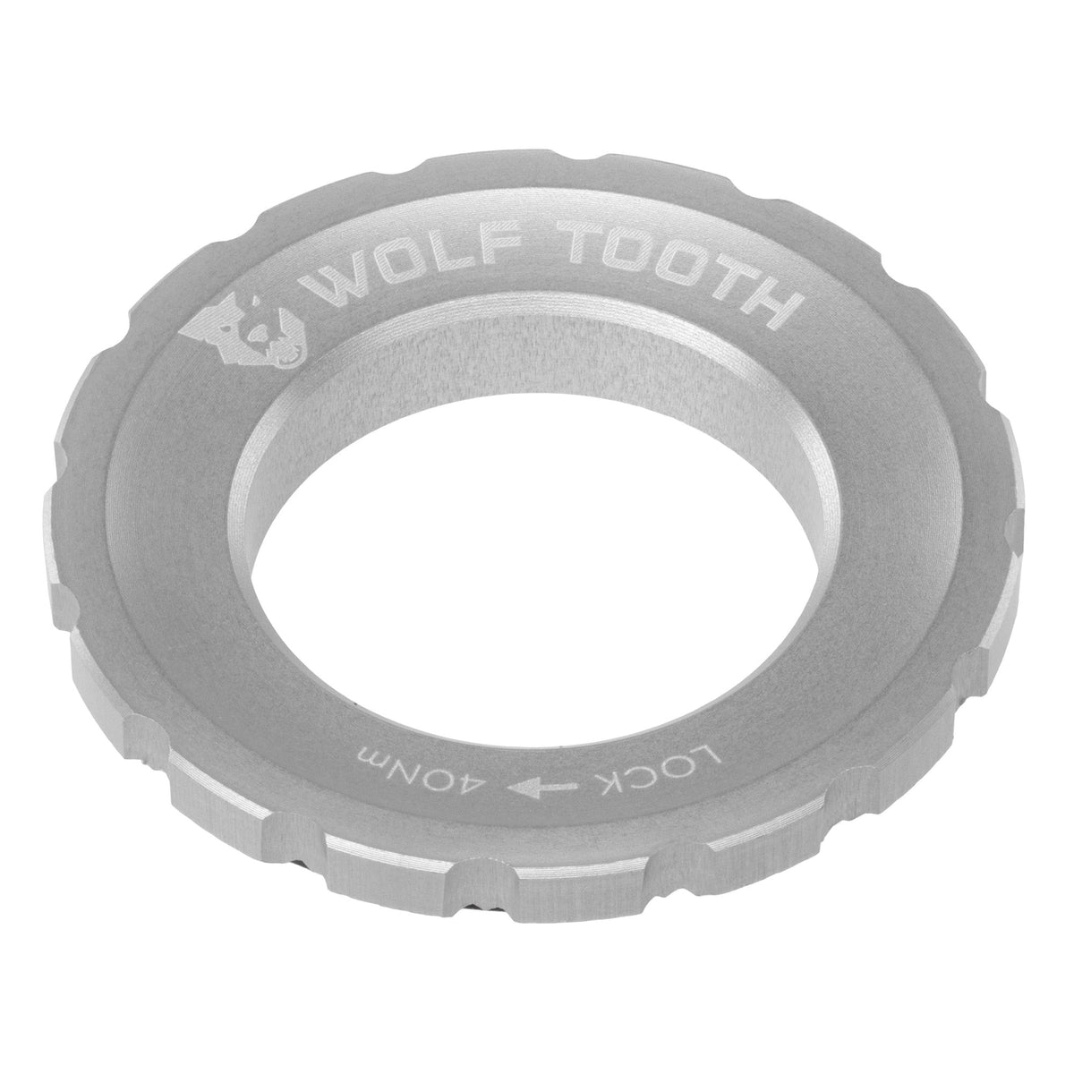 Wolf Tooth Components Centerlock Rotor Lockring - Silver Silver Serrated Interface 